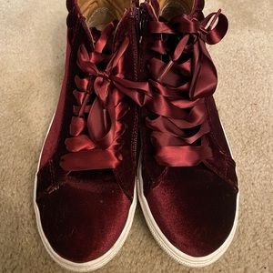 Burgundy velvet Steve Madden High Tops